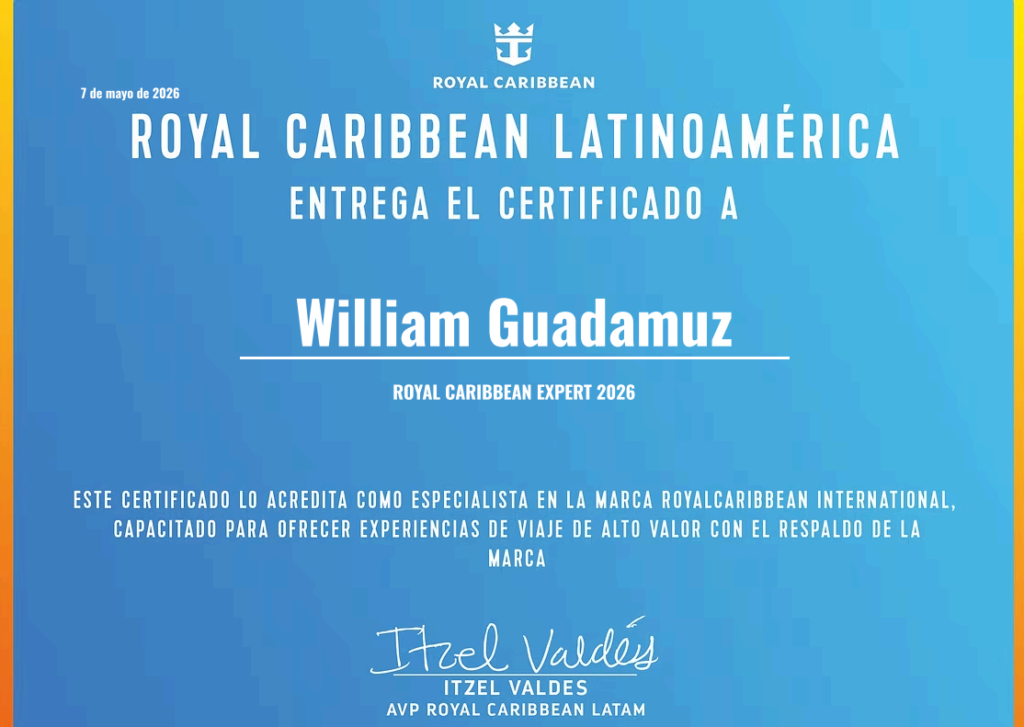certificado Royal agente disney y universal